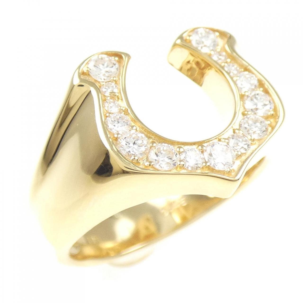 [新品] K18黄金马蹄形钻石戒指 0.45CT