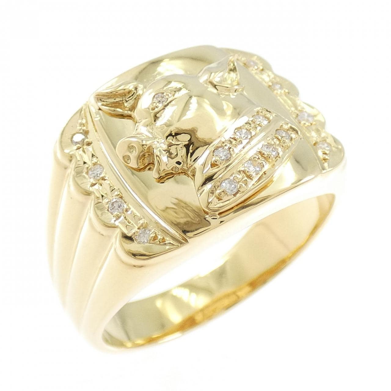 【新品】K18YG ピッグ ダイヤモンド リング 0.10CT