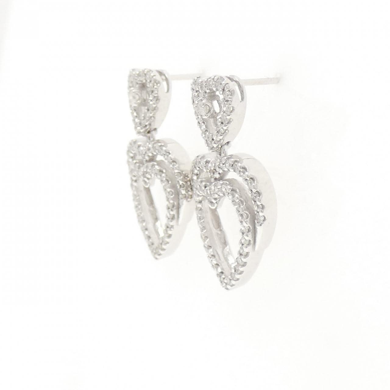 K14WG ハート ダイヤモンド ピアス 0.64CT