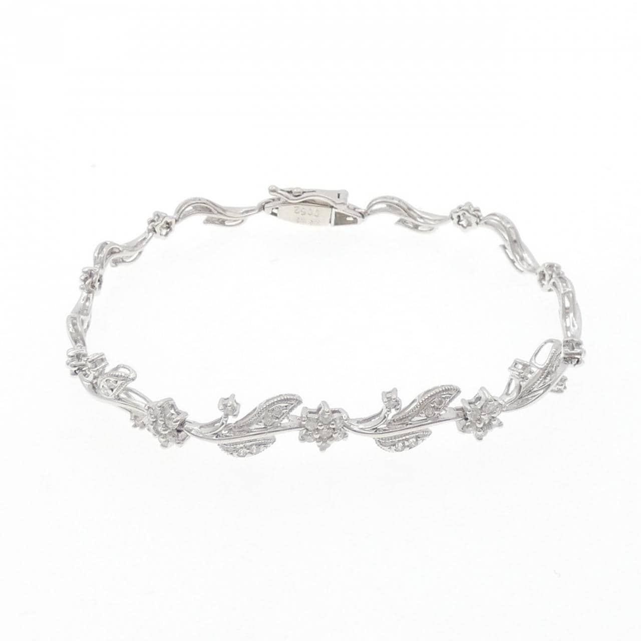 K18WG フラワー ダイヤモンド ブレスレット 0.52CT