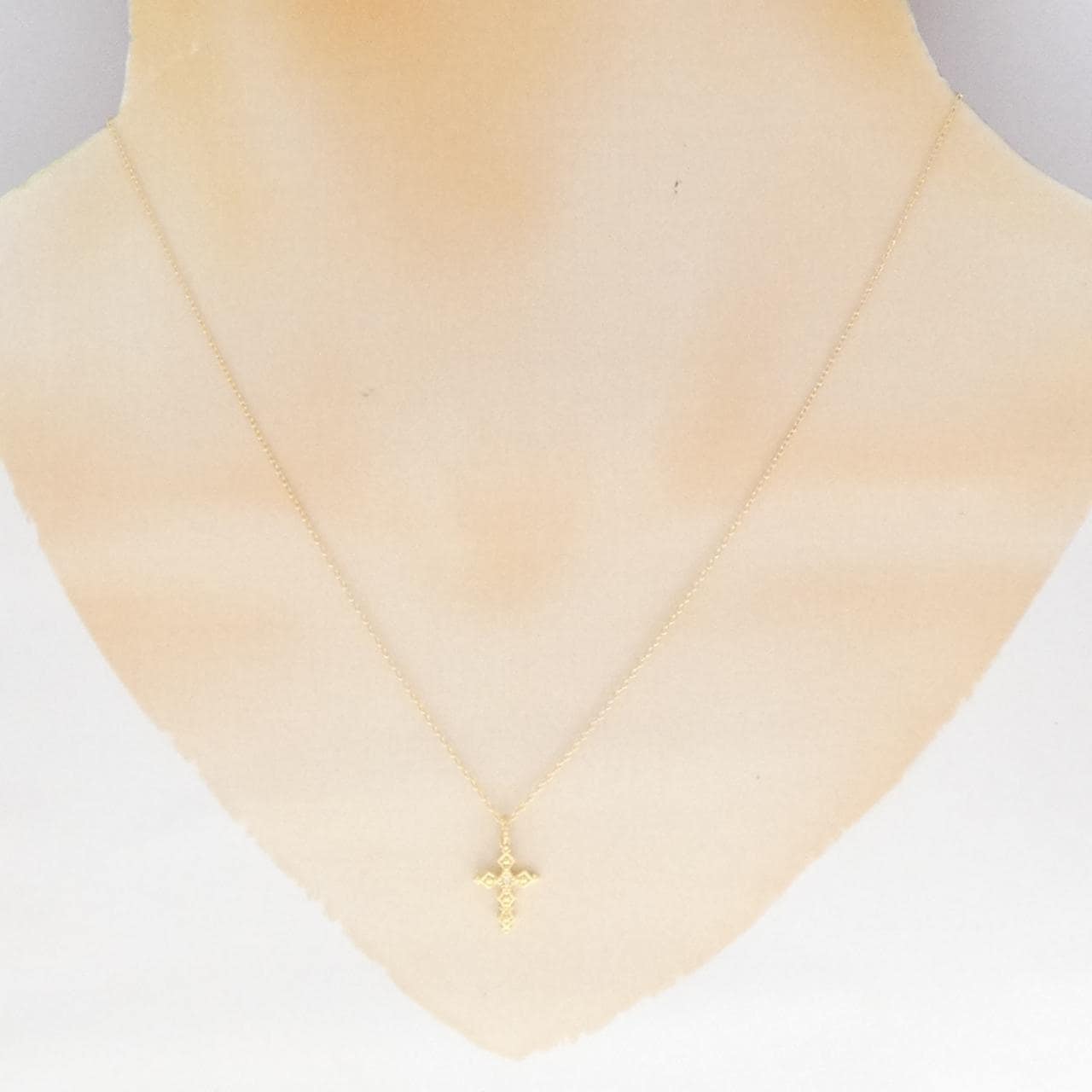 K18YG クロス ダイヤモンド ネックレス 0.005CT