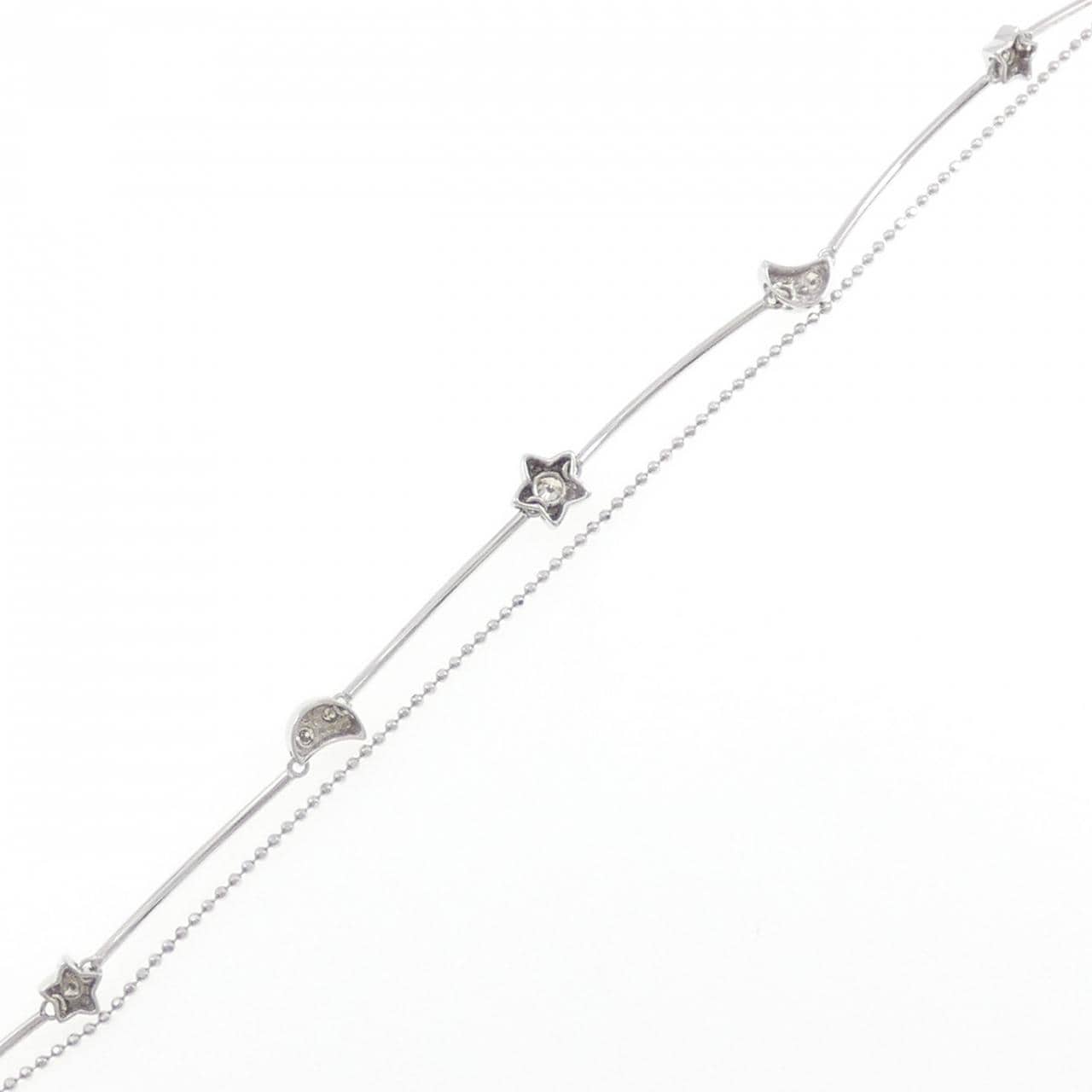 K18WG スター×ムーン ダイヤモンド ブレスレット 0.30CT