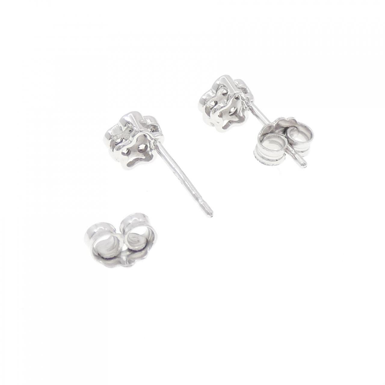 750WG Flower Cubic Earrings