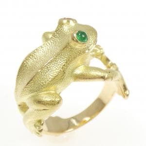 K18YG フロッグ エメラルド リング