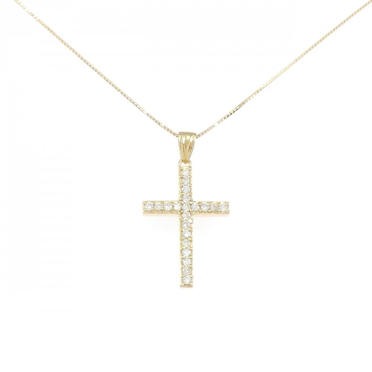 K18YG クロス ダイヤモンド ネックレス 0.45CT