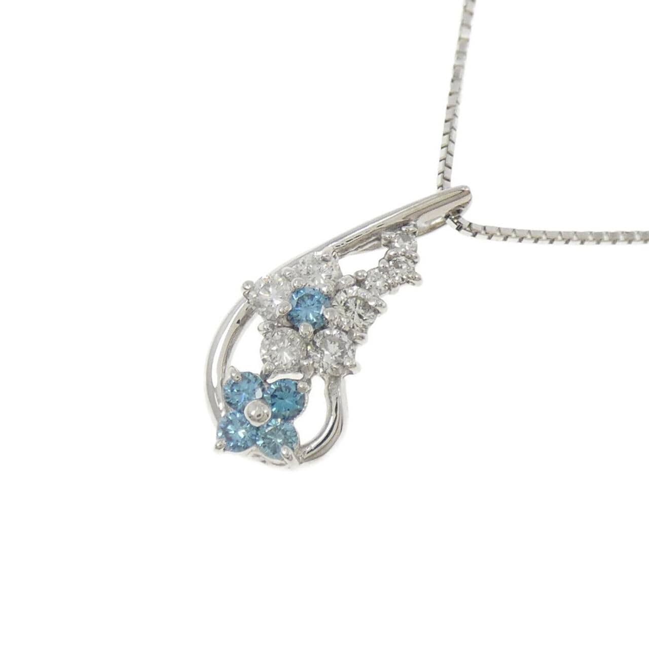 K18WG フラワー ダイヤモンド ネックレス 0.44CT