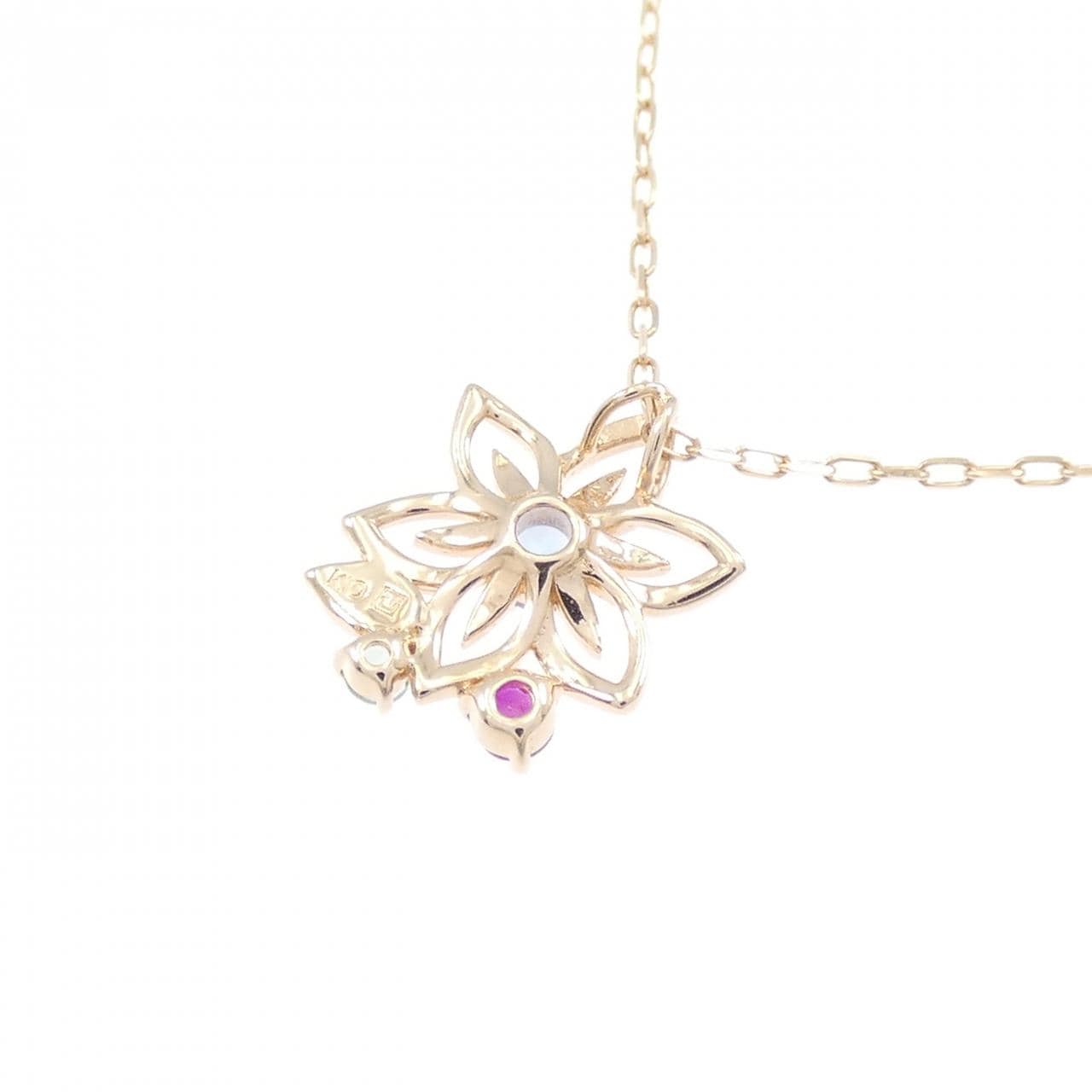 K10PG フラワー ルビー ネックレス