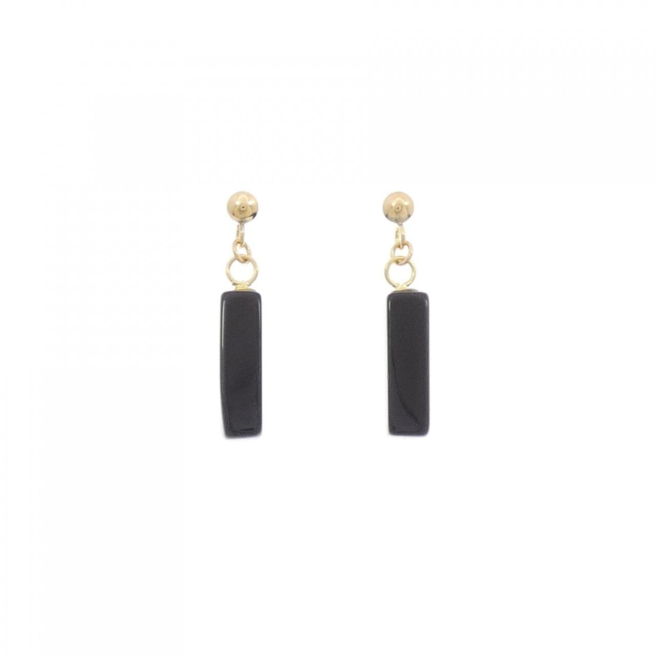 K18YG onyx earrings