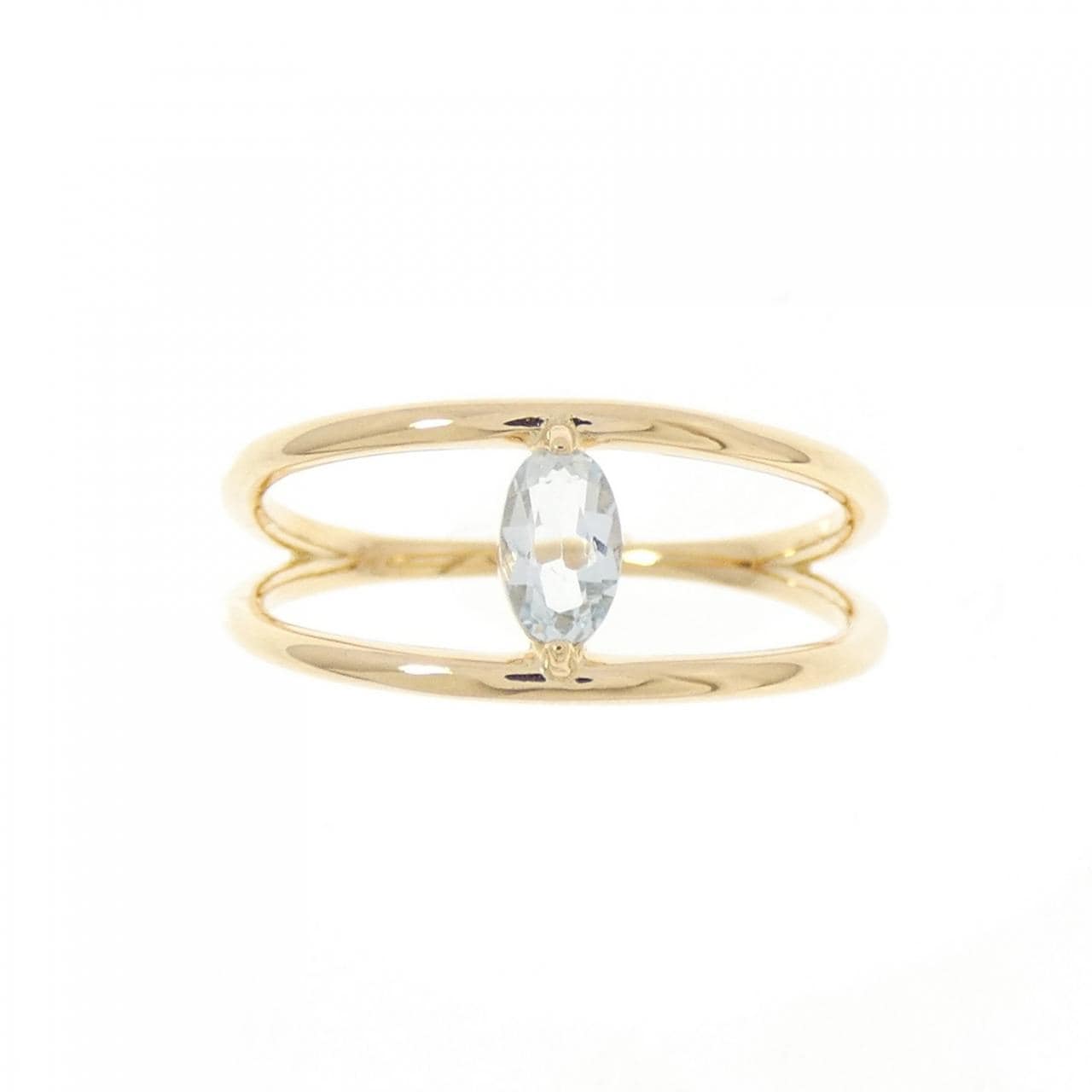 【新品】K18YG アクアマリン リング