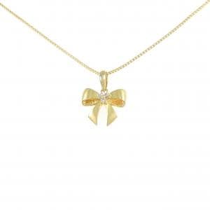 K18YG リボン ダイヤモンド ネックレス 0.041CT