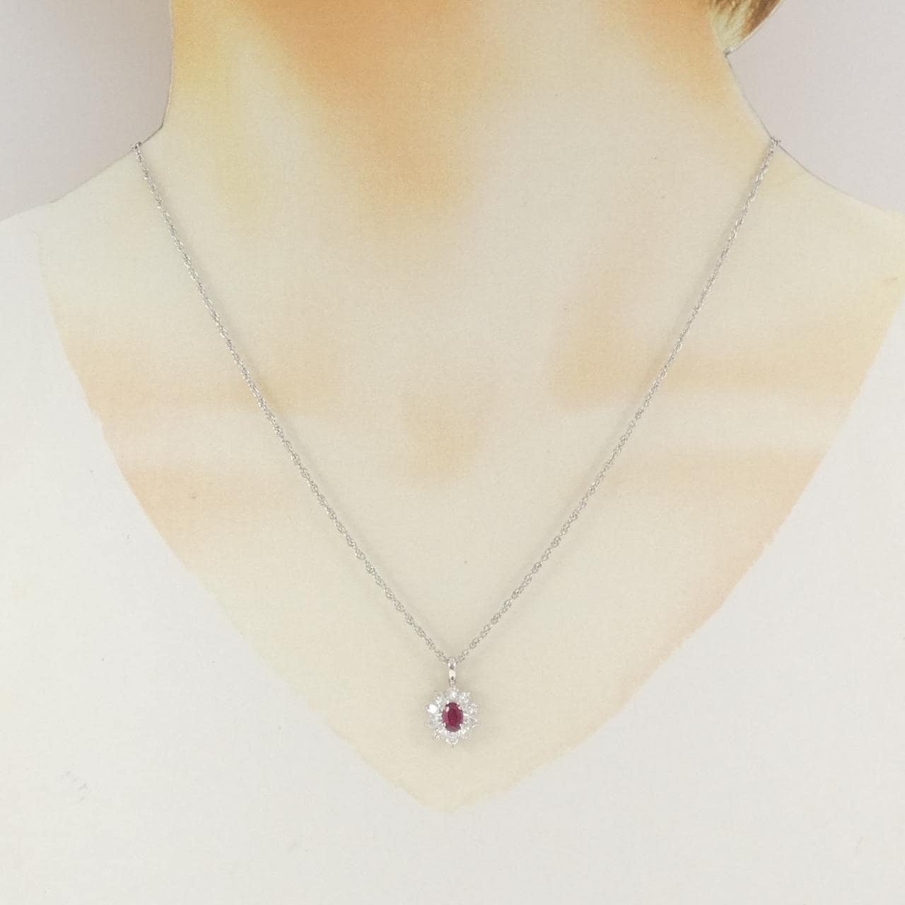 PT900/PT850 ルビー ネックレス 0.52CT