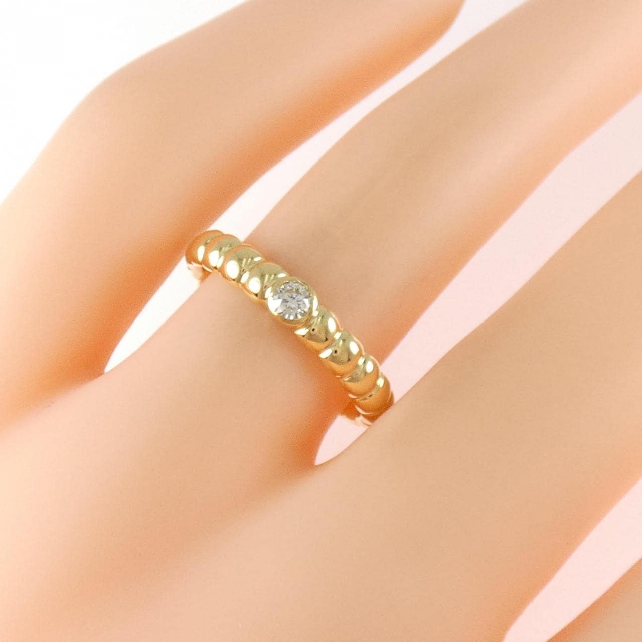 K18YG ソリティア ダイヤモンド リング 0.092CT