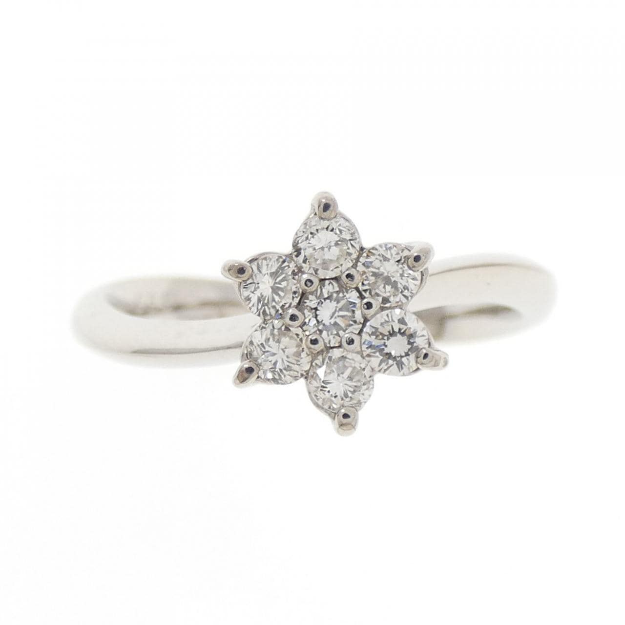 K18WG フラワー ダイヤモンド リング 0.30CT