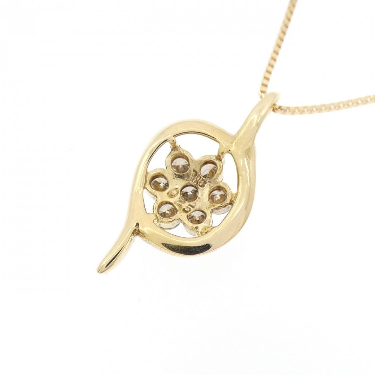 K18YG フラワー ダイヤモンド ネックレス 0.25CT