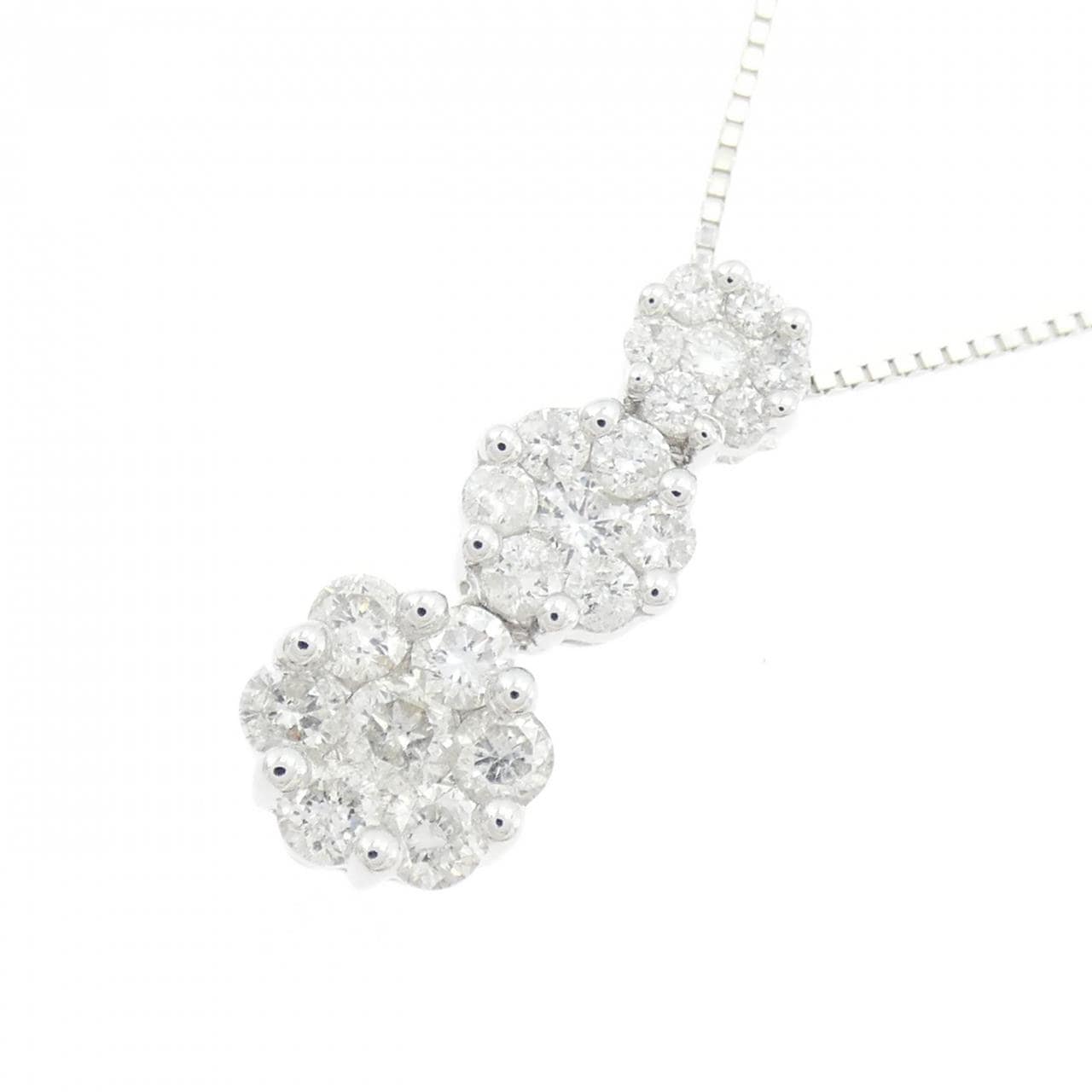 K18WG 花鑽石項鍊 1.00CT