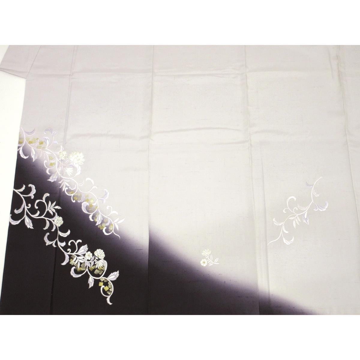 【未使用品】訪問着　紬織　ボカシ染刺繍加工　身幅３Ｌ寸