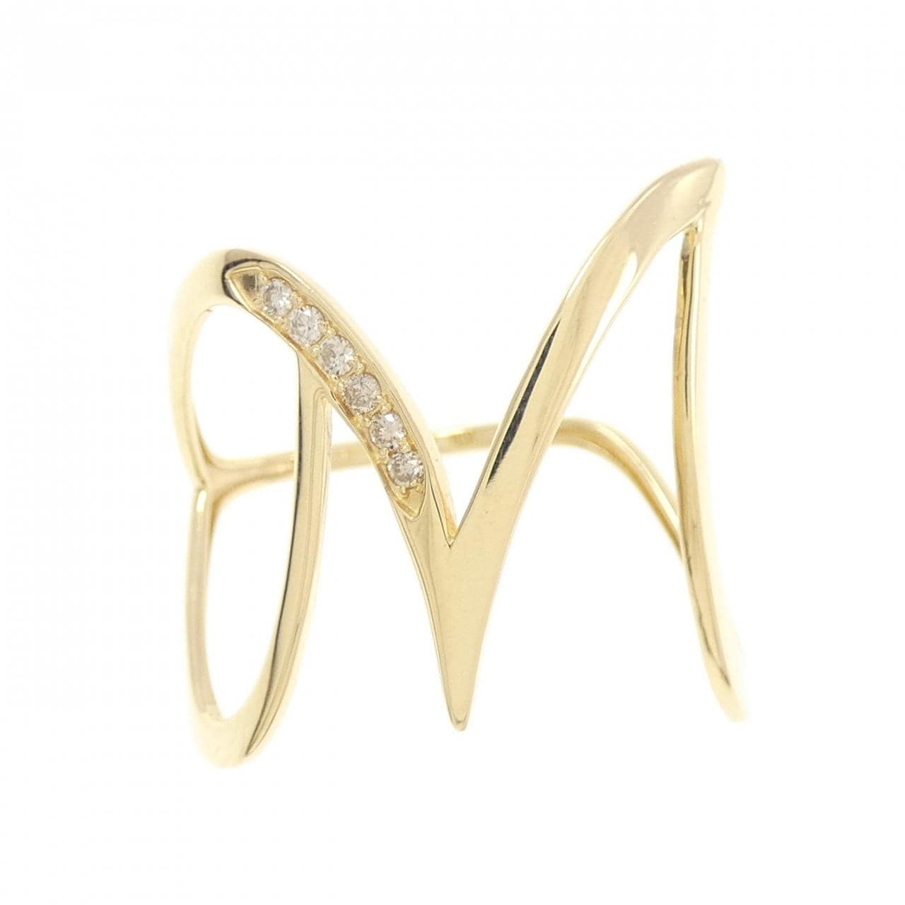 K18YG イニシャルM ダイヤモンド リング 0.05CT