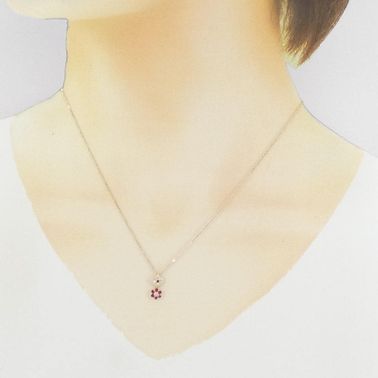 ポンテヴェキオ フラワー ルビー ネックレス 0.14CT