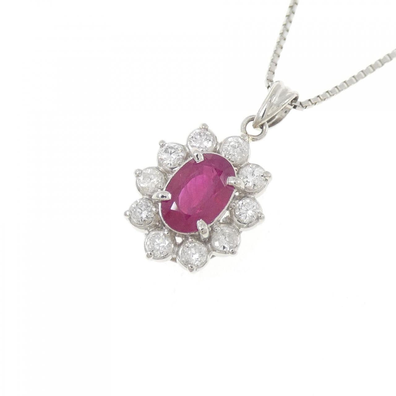 PT900/PT850 ルビー ネックレス 1.0CT