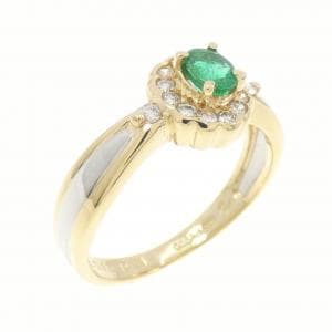 K18YG/PT エメラルド リング 0.19CT