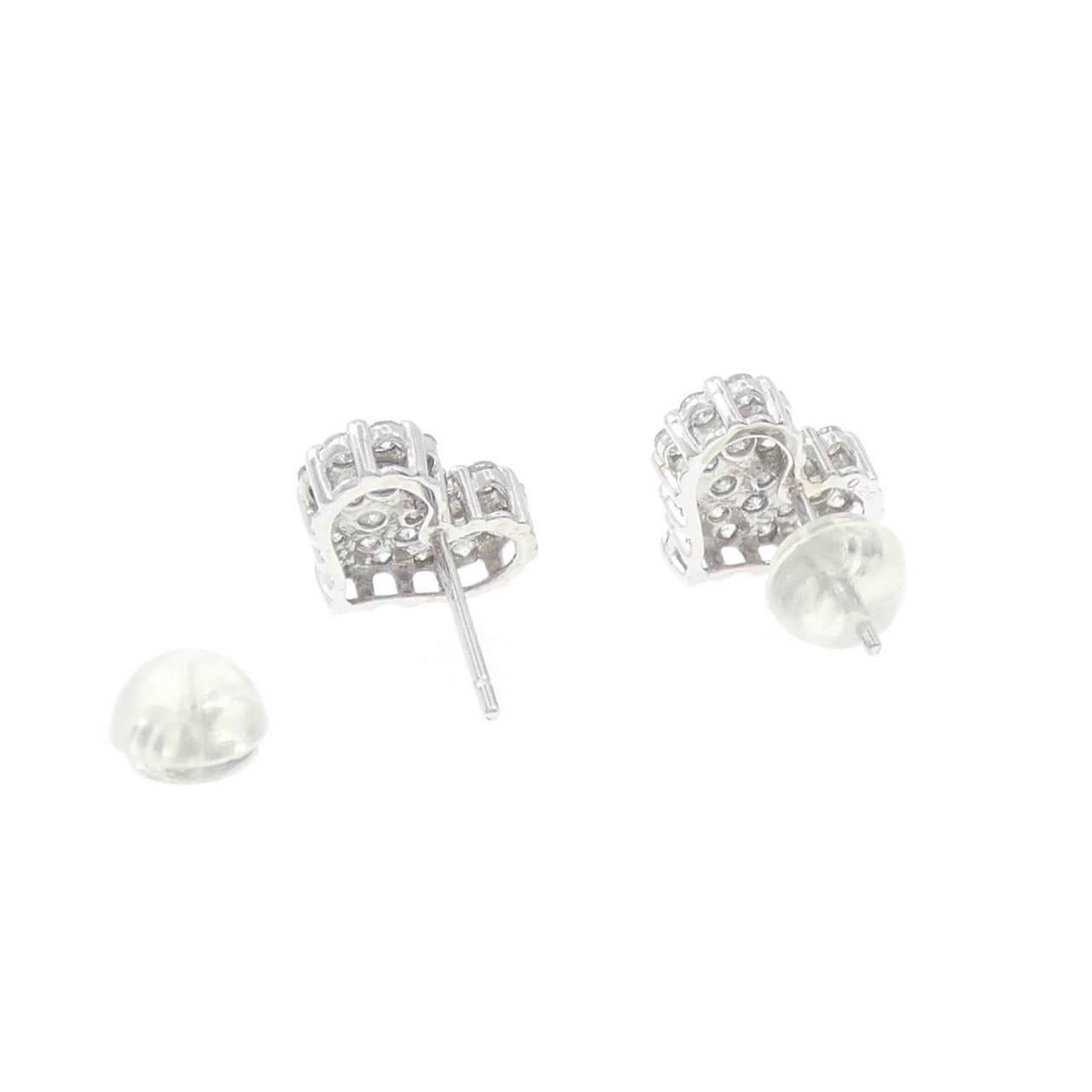 K10WG ハート パヴェ ダイヤモンド ピアス 0.58CT