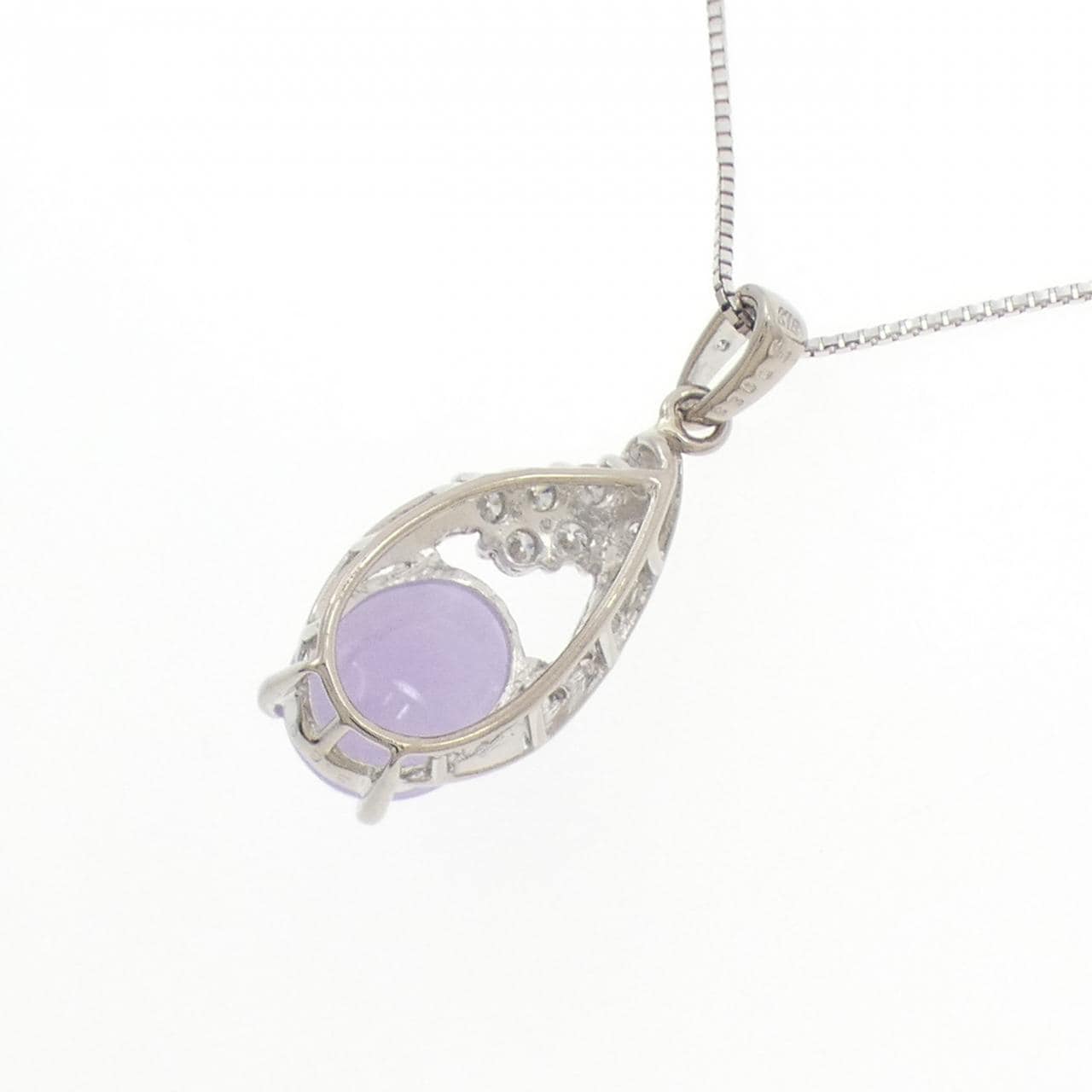 K18WG ラベンダーヒスイ ネックレス 3.66CT