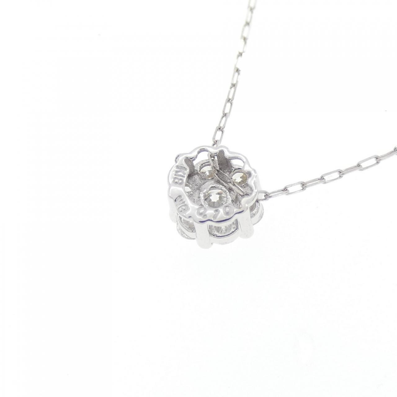 K18WG フラワー ダイヤモンド ネックレス 0.10CT