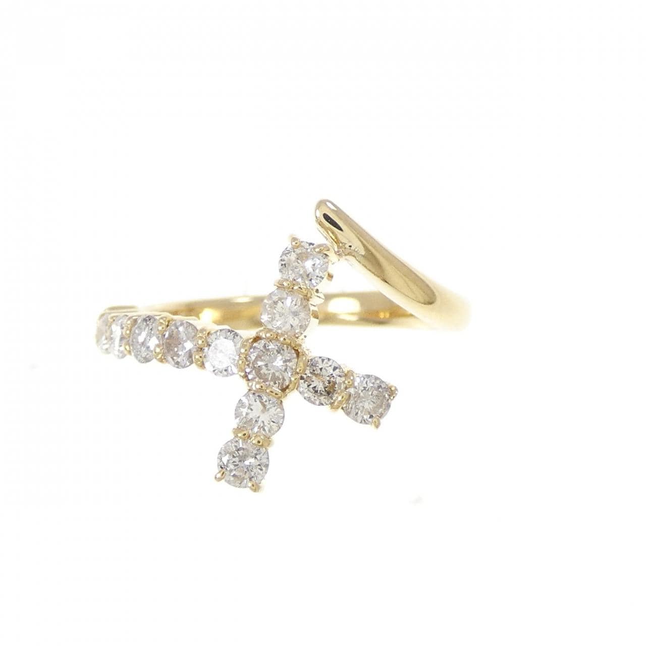 K18YG クロス ダイヤモンド リング 0.50CT