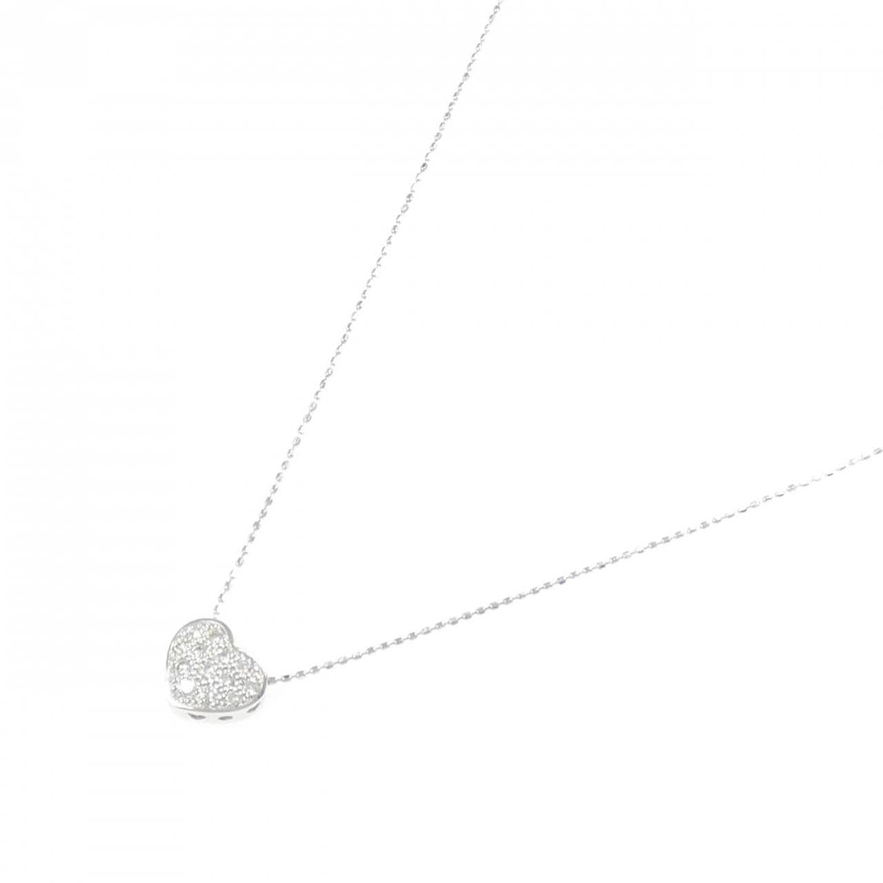 750WG/K18WG ハート ダイヤモンド ネックレス 0.17CT