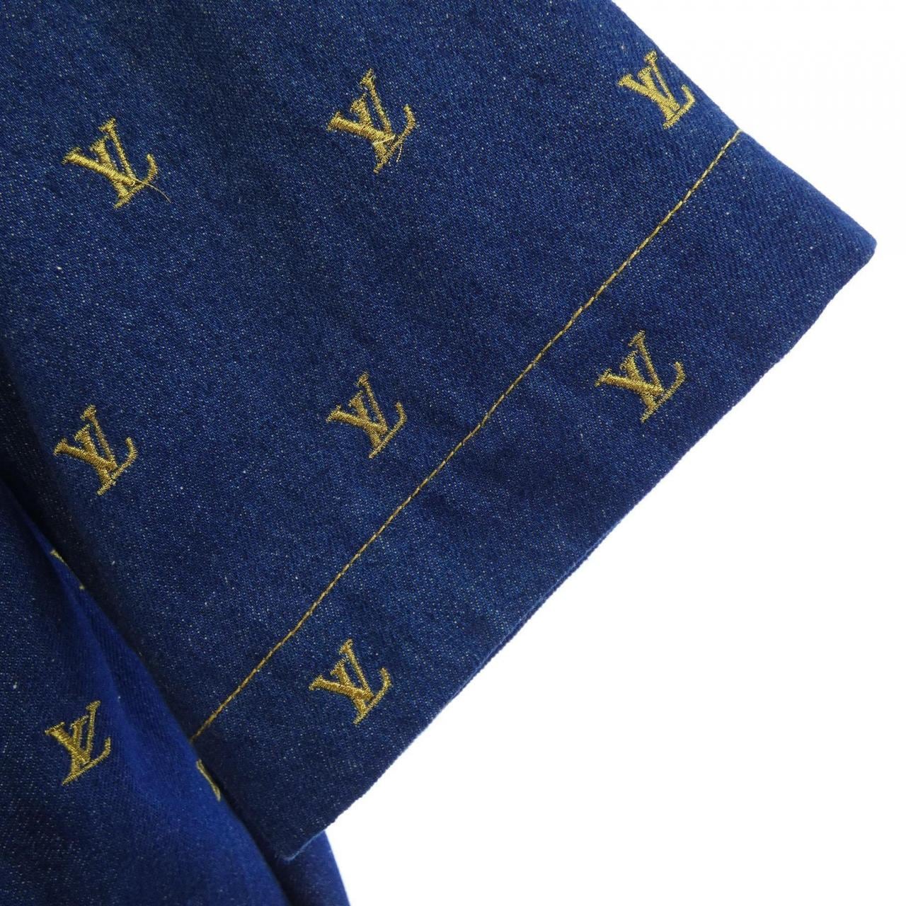 ルイヴィトン LOUIS VUITTON エンブロイダードシグネチャーショートスリーブデニムシャツ HQS90WJX1 S／Sシャツ