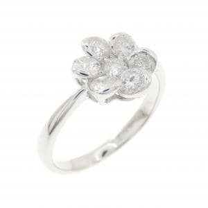 K18WG フラワー ダイヤモンド リング 0.53CT