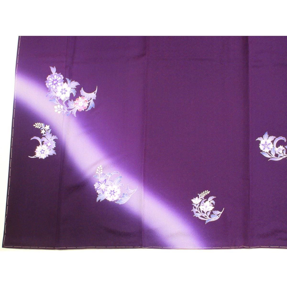【未使用品】訪問着　友禅銀彩加工　刺繍入りボカシ染