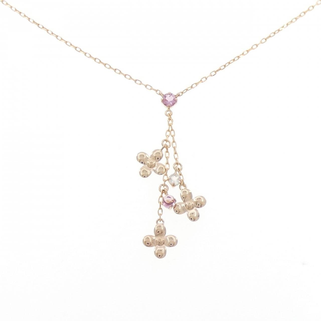 K18PG フラワー トルマリン ネックレス