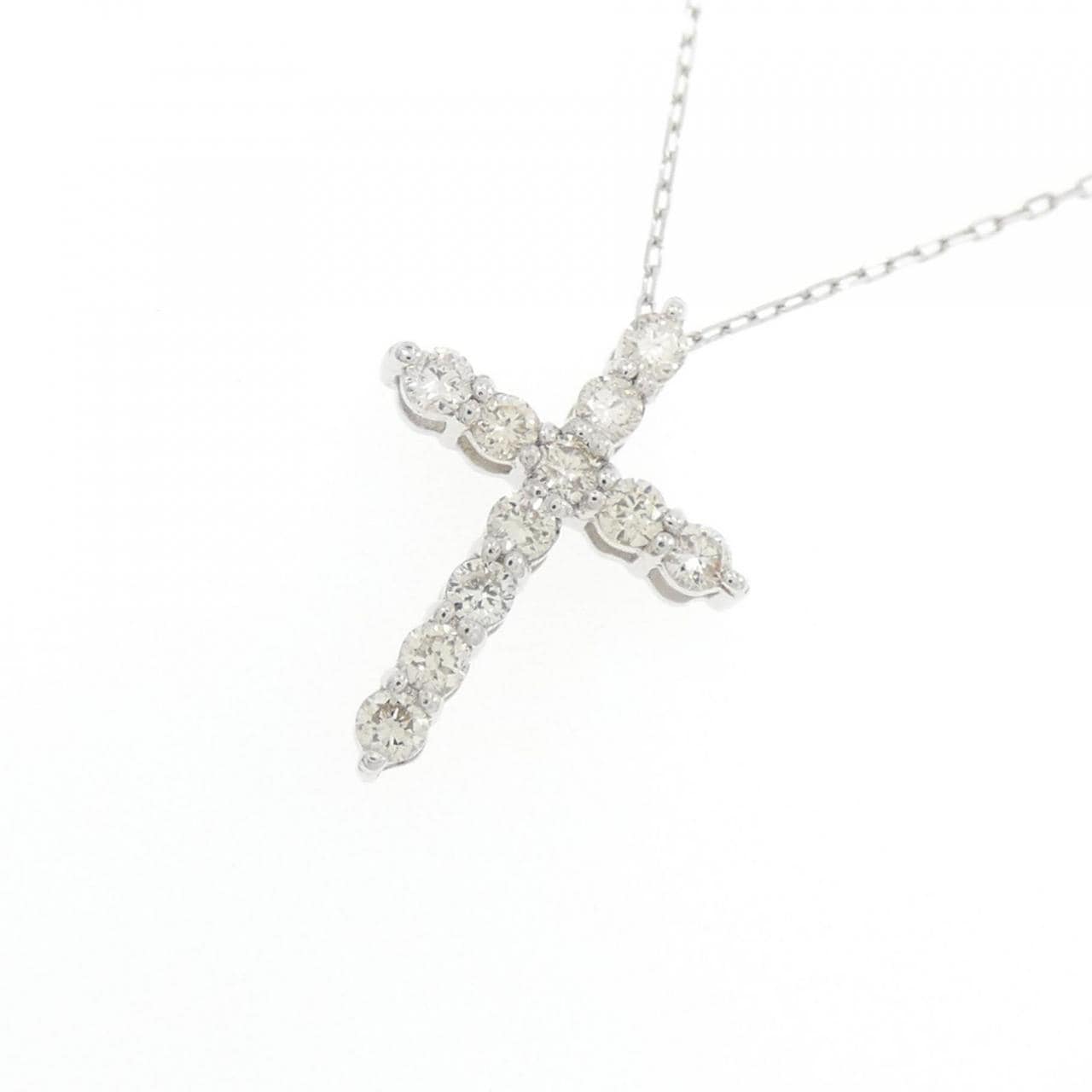 [BRAND NEW] K10WG Cross Diamond Necklace 0.20CT