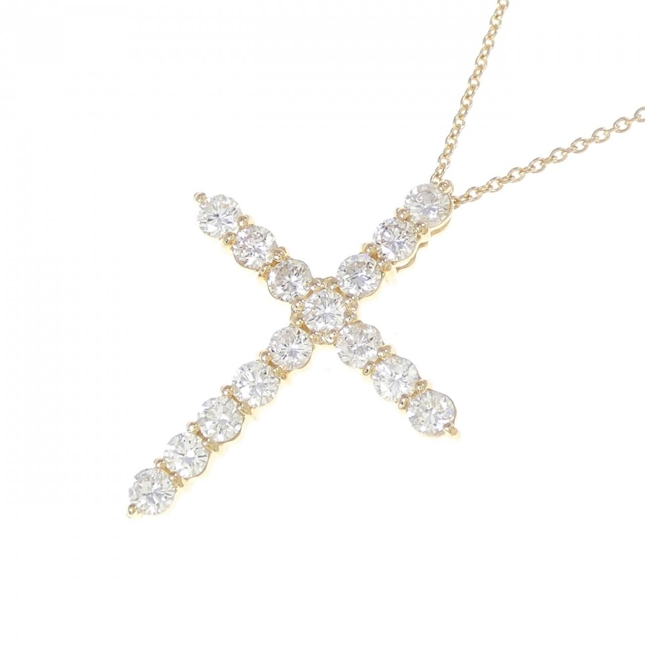 【新品】K18YG クロス ダイヤモンド ネックレス 1.00CT