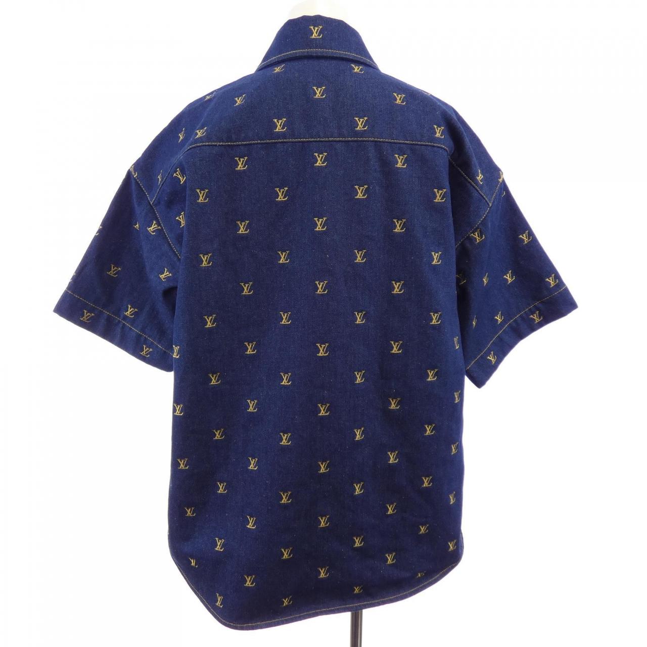 ルイヴィトン LOUIS VUITTON エンブロイダードシグネチャーショートスリーブデニムシャツ HQS90WJX1 S／Sシャツ