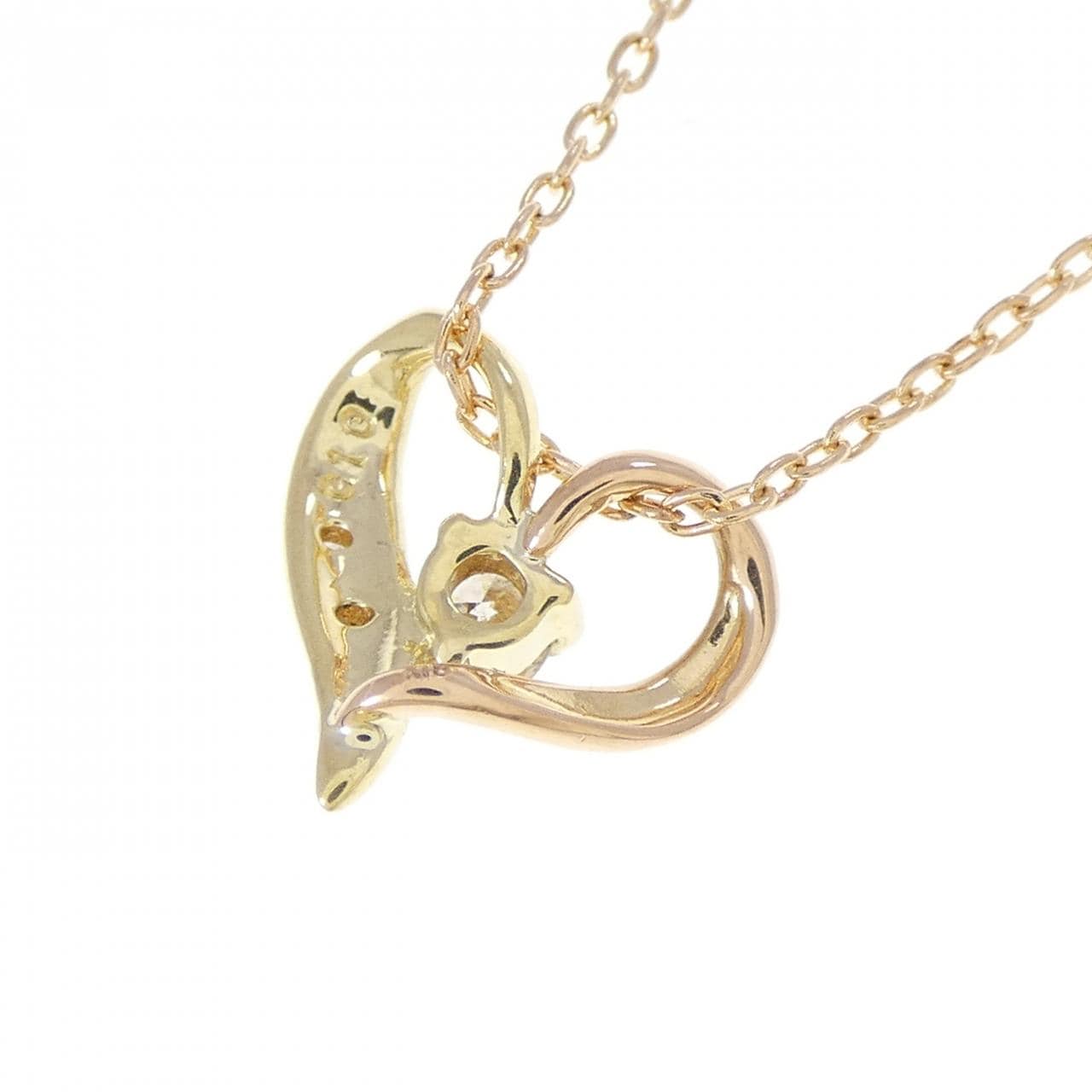K18PG/K18YG ハート ダイヤモンド ネックレス 0.10CT