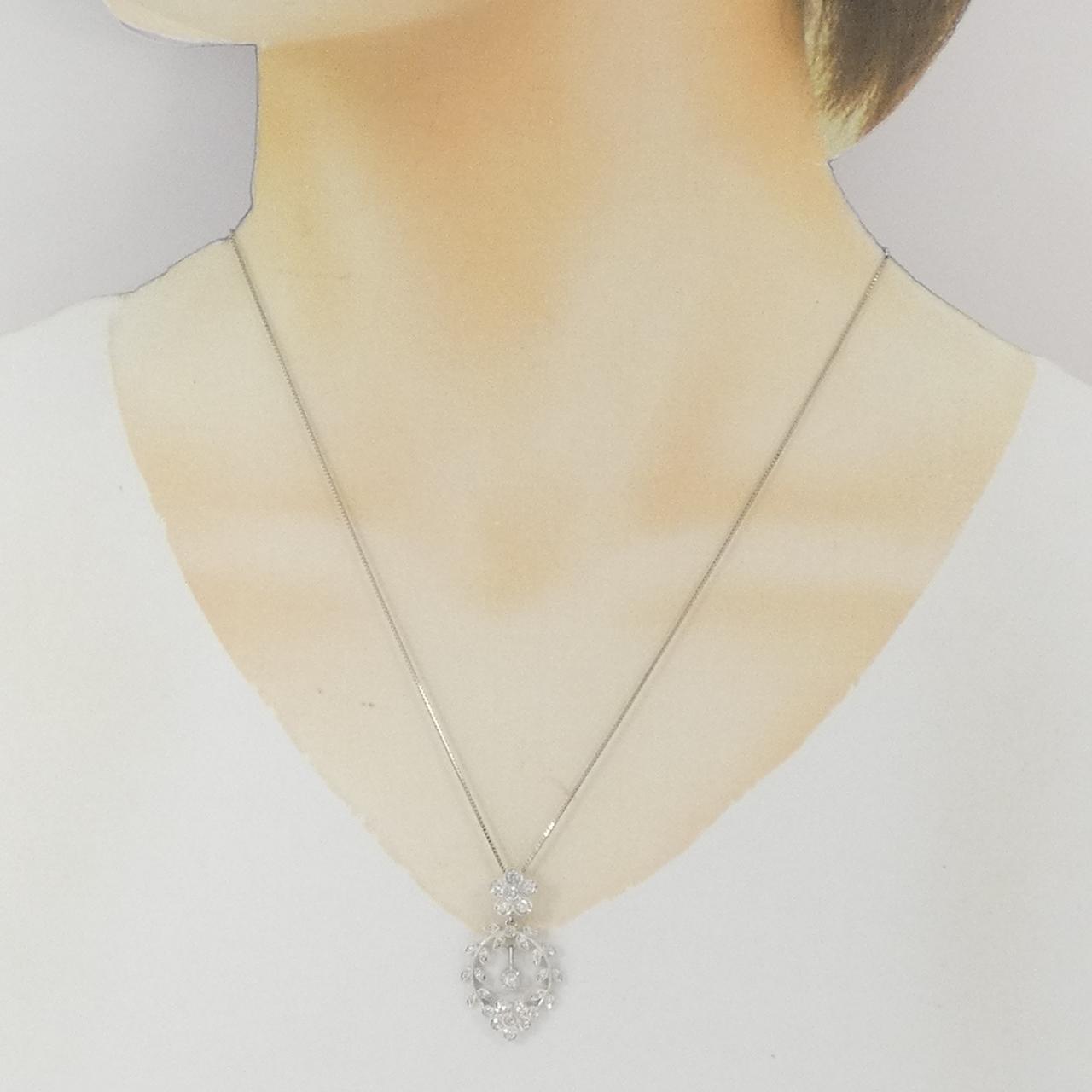 PT900/PT850 フラワー ダイヤモンド ネックレス 0.62CT