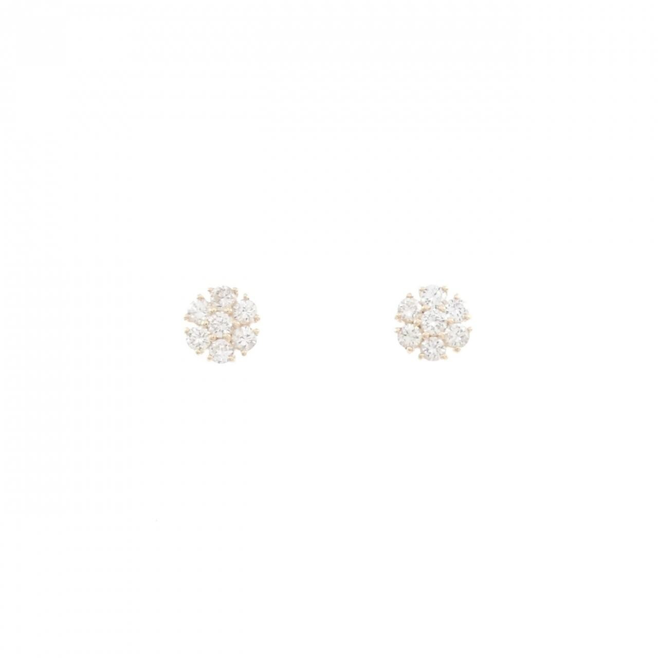 【リメイク】K10YG フラワー ダイヤモンド ピアス 0.30CT
