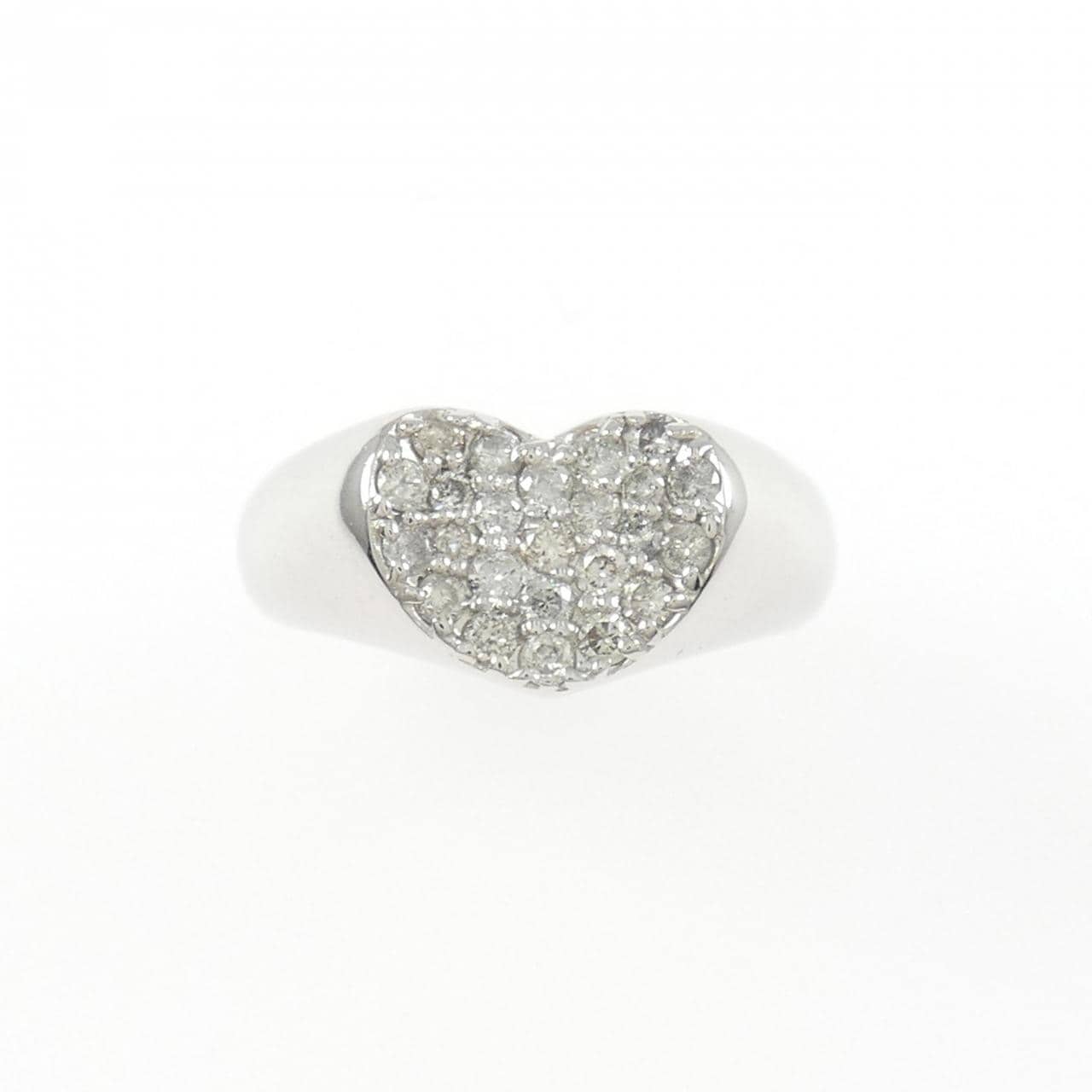 K18WG ハート パヴェ ダイヤモンド ピンキー リング 0.31CT