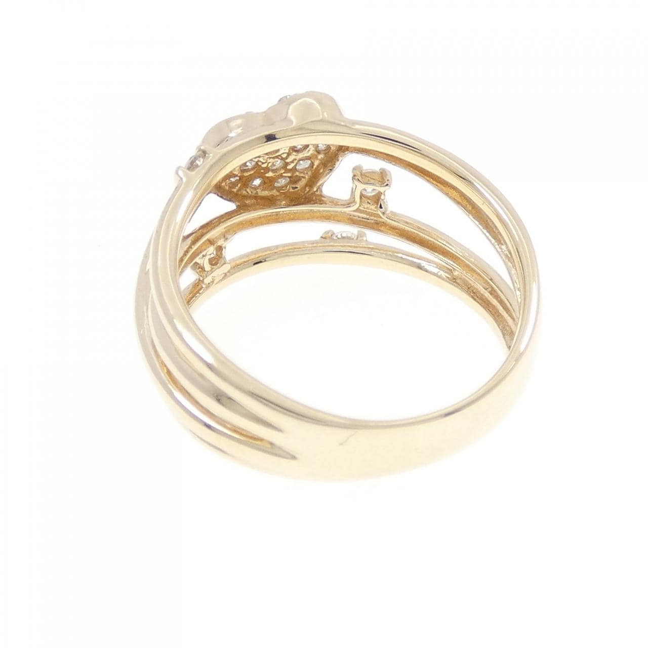 K10YG パヴェ ハート ダイヤモンド リング 0.18CT