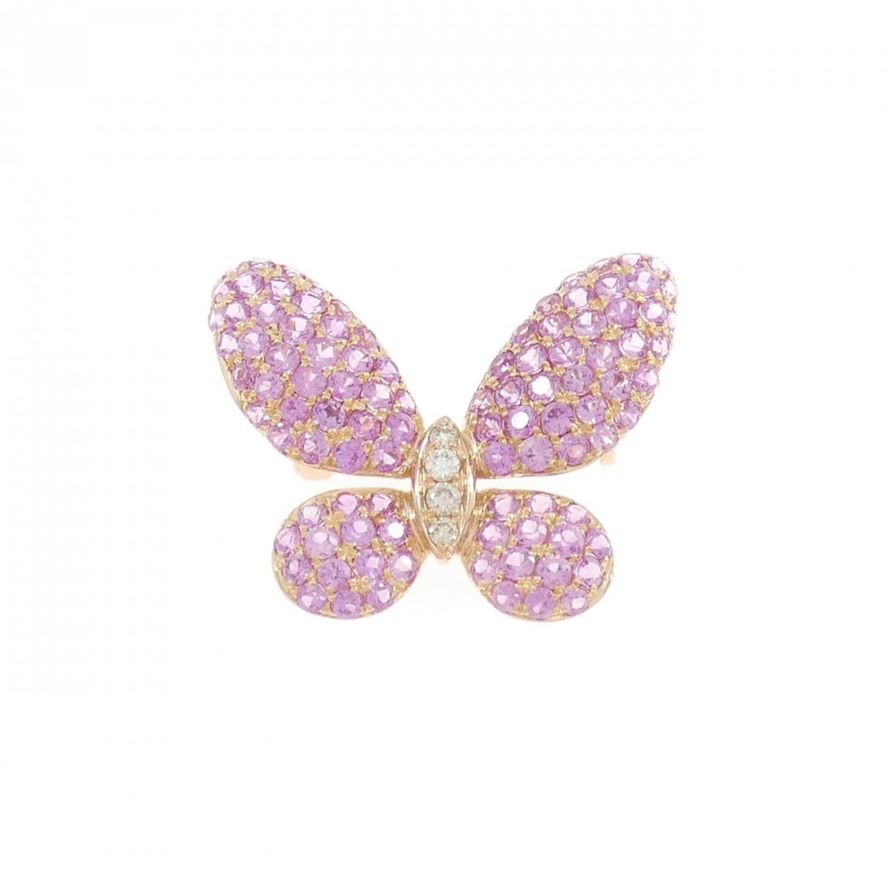 K18PG バタフライ サファイヤ ブローチ 2.20CT