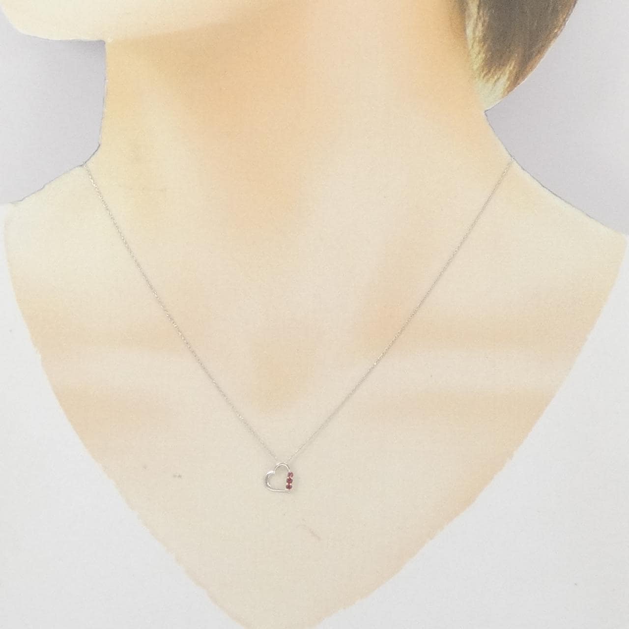 K10WG ハート ガーネット ネックレス
