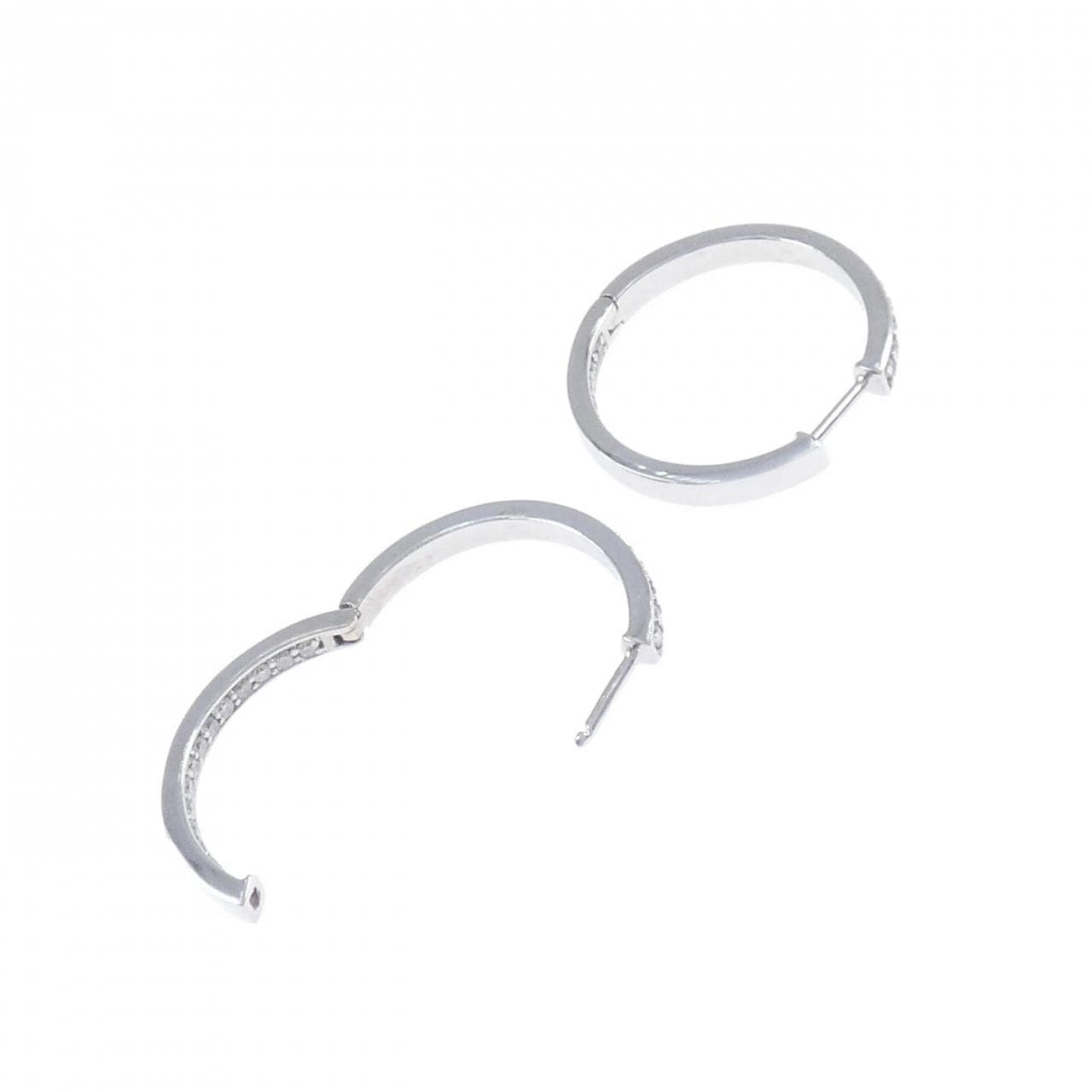 K14WG ダイヤモンド フープ ピアス 0.80CT
