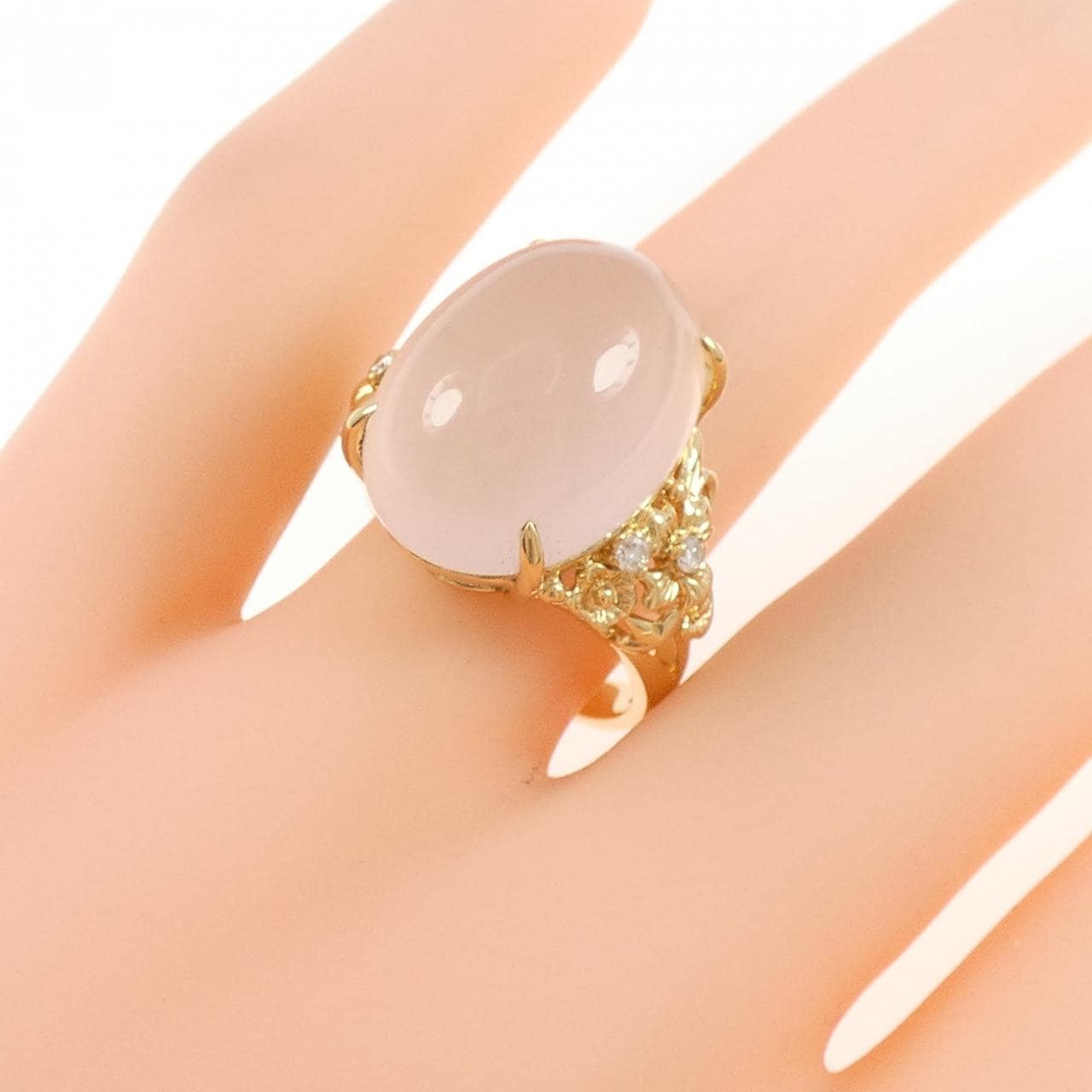 K18YG ローズクオーツ リング 16.0CT