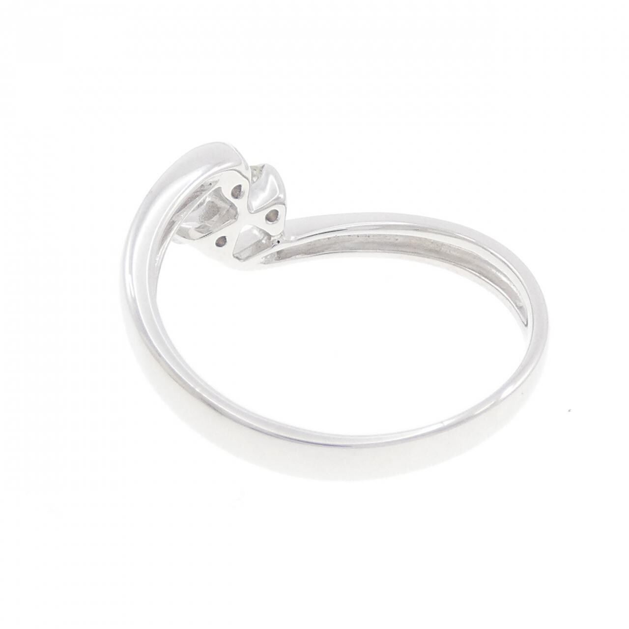 K18WG フラワー スリーストーン ダイヤモンド リング 0.20CT