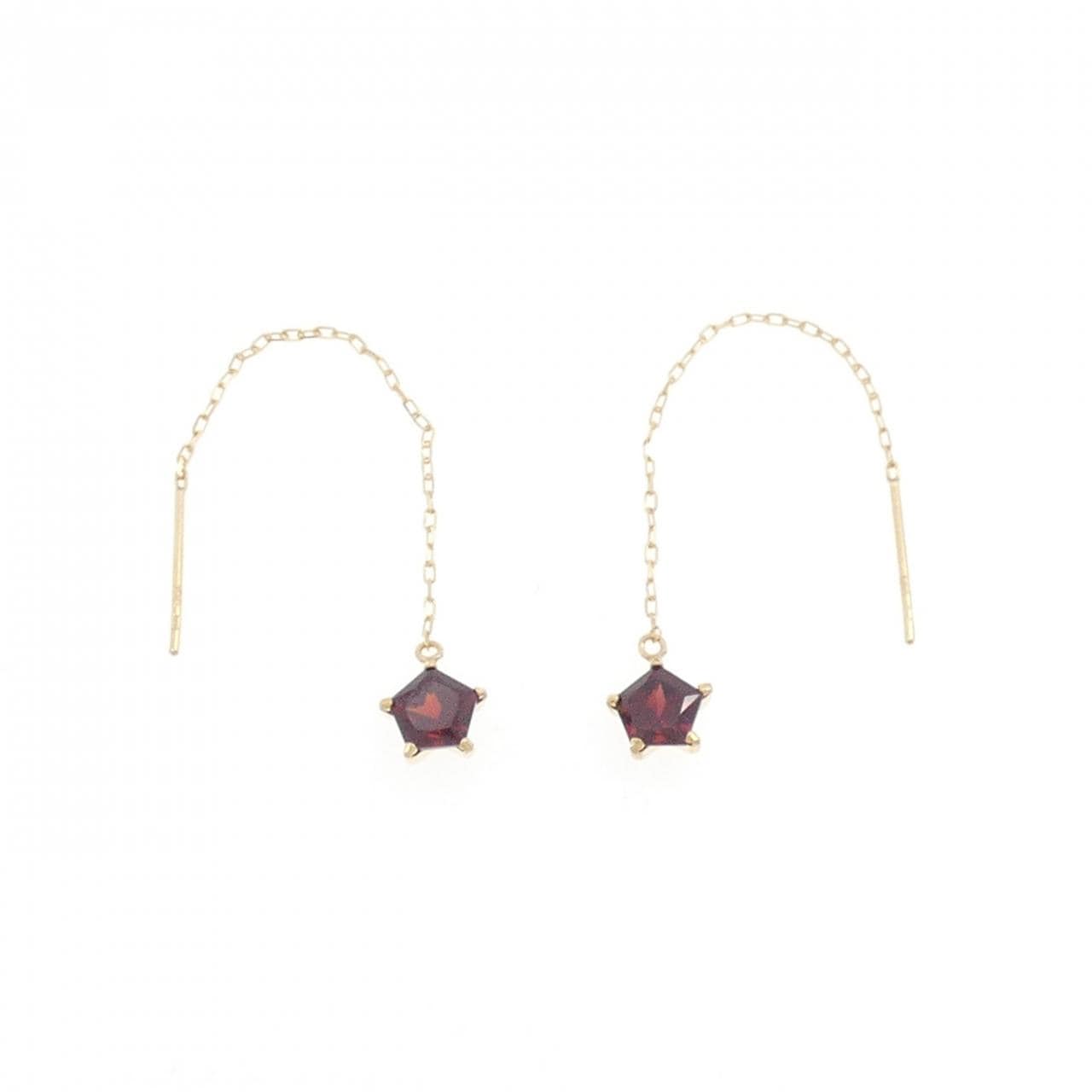 K18YG ガーネット ピアス 1.00CT