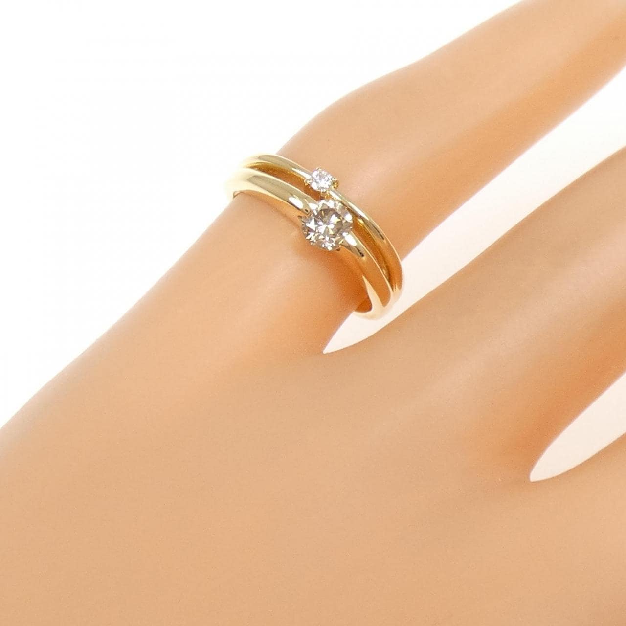 K18YG ダイヤモンド ピンキー リング 0.22CT