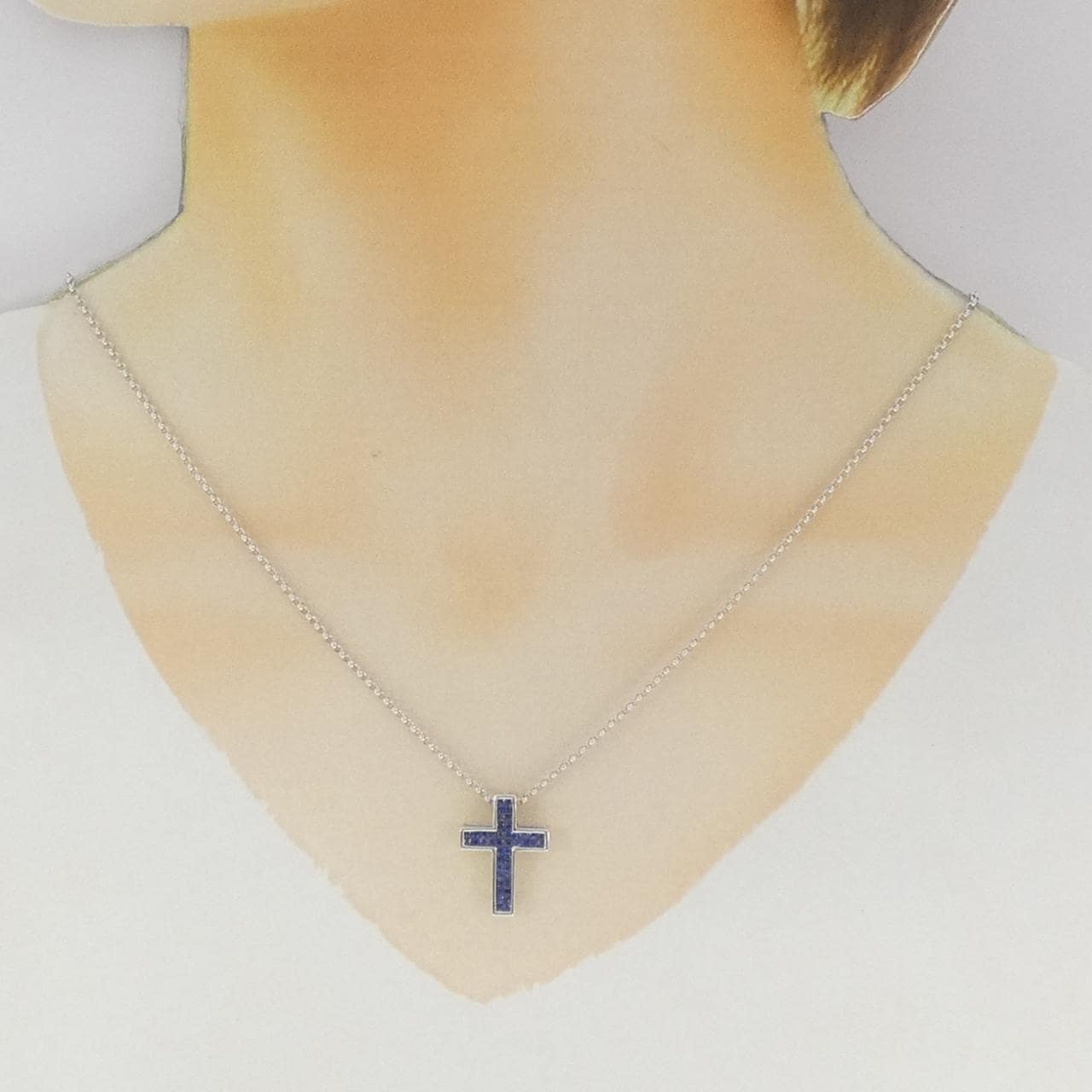 K18WG クロス サファイヤ ネックレス 0.70CT