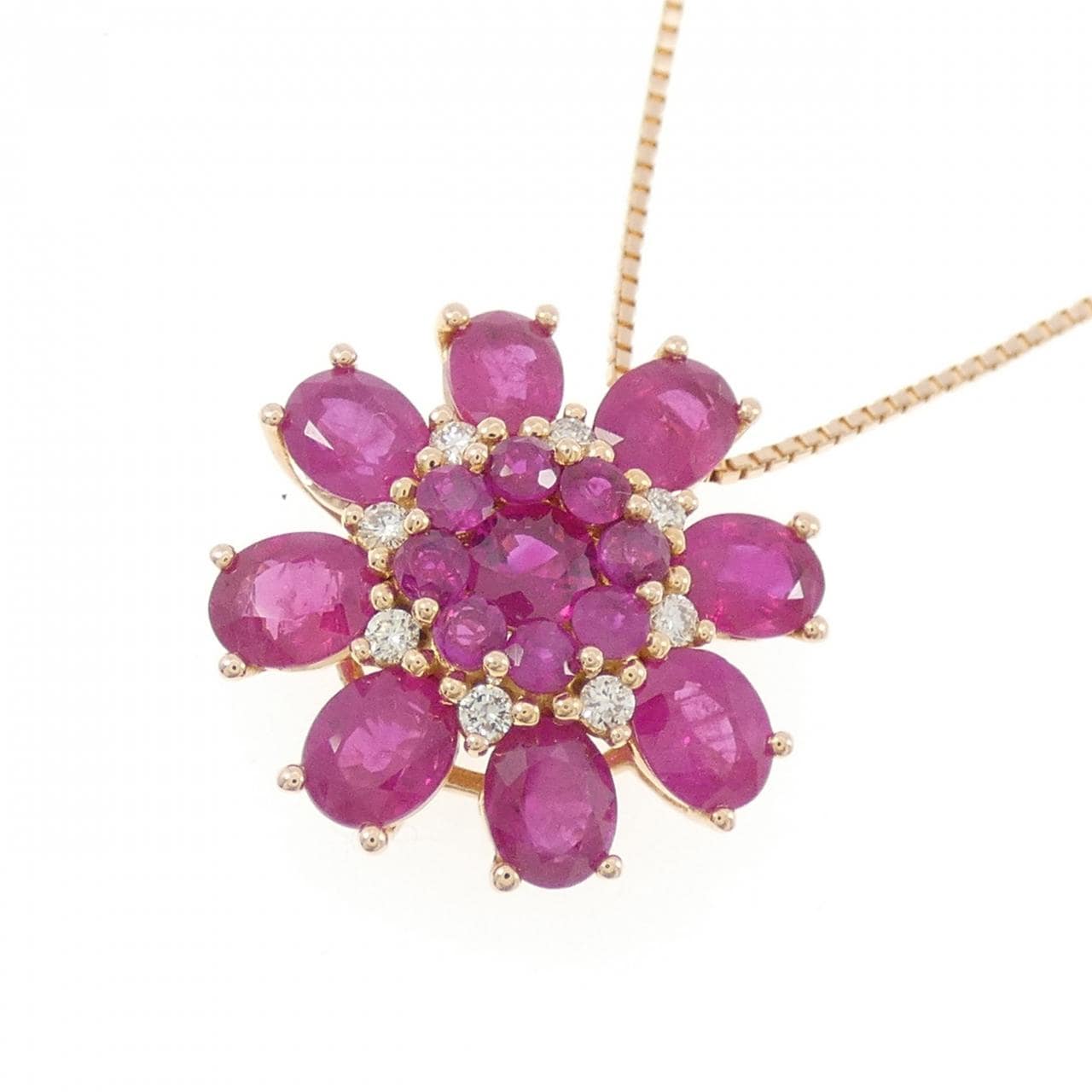K18PG ルビー ネックレス 3.32CT